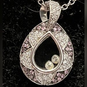 Victoria Wieck Pink black silver absolute cz Necklace Pendant Chain Vintage HSN